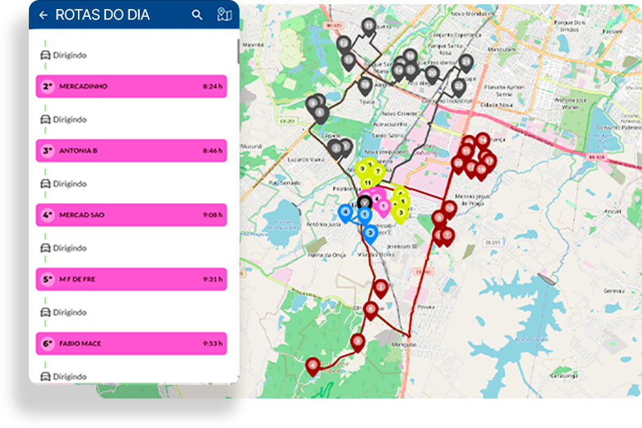 Tela real do dashboard do Roteirizze, sistema da Polibras Software